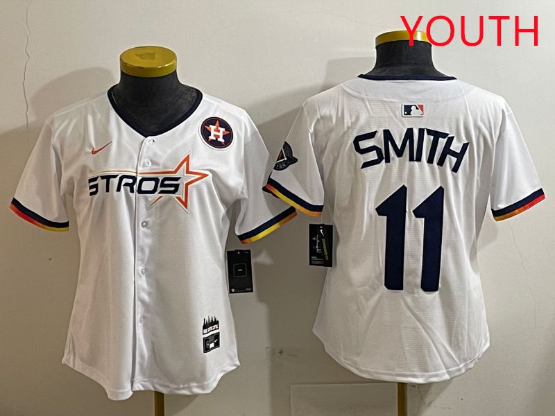 Youth Houston Astros #11 Smith White three generations Joint Name Nike 2025 MLB Jersey style 10